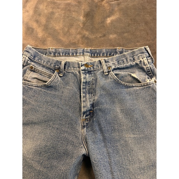Wrangler Jeans Mens 36X36 Blue Rugged Wear Straight Leg Denim Workwear Pants - Picture 6 of 9